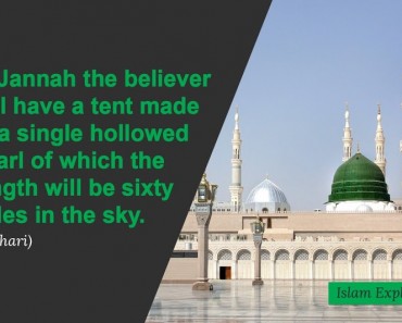 In Jannah the believer will have a tent made of a single hollowed pearl